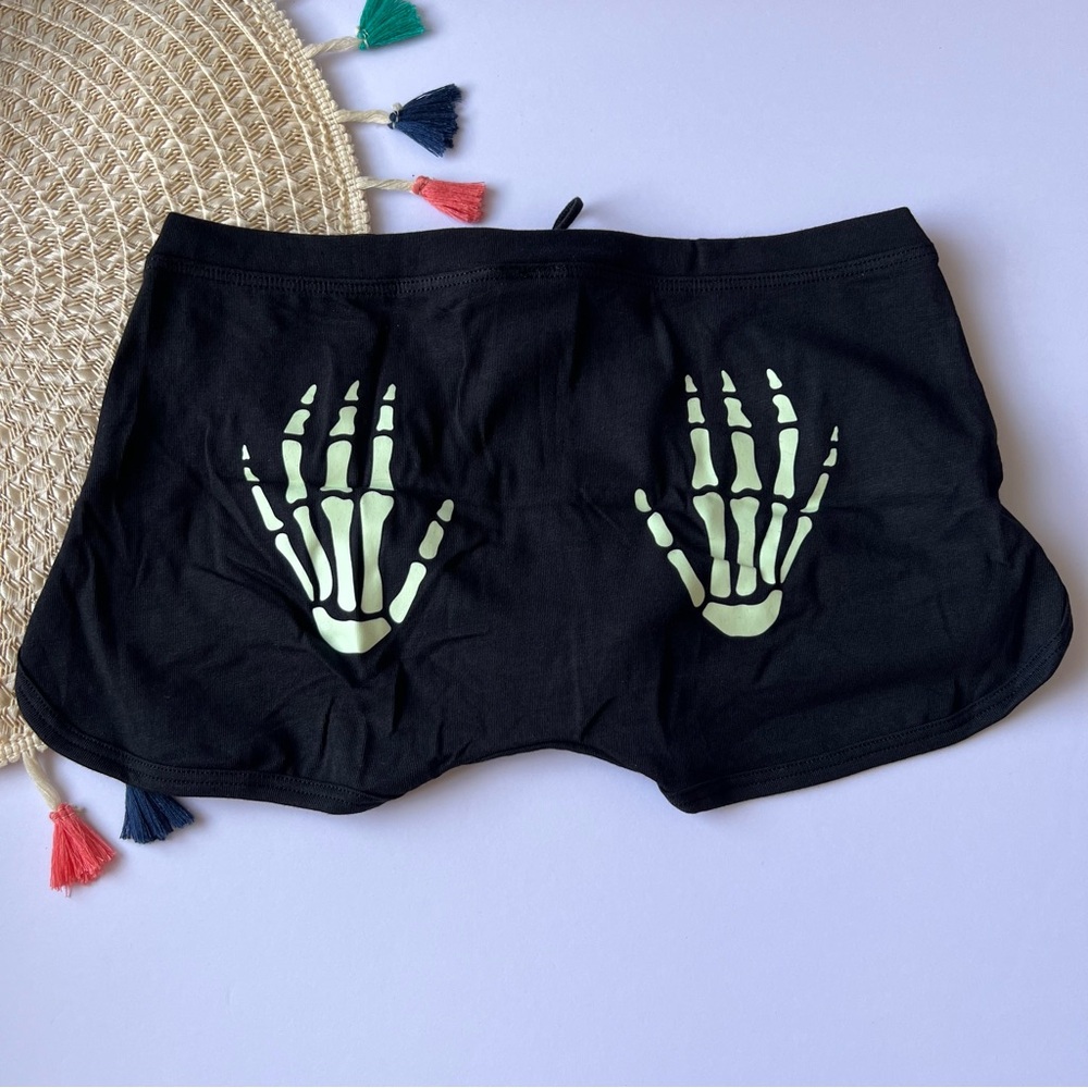 Victoria's Secret PINK Cotton Dorm Boyshort Panty Black Glow In The Dark L NEW